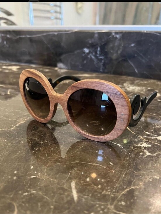 Prada Accessories - New Prada Wood Frame Sunglasses, Black Lense. Authentic, Box Inc
